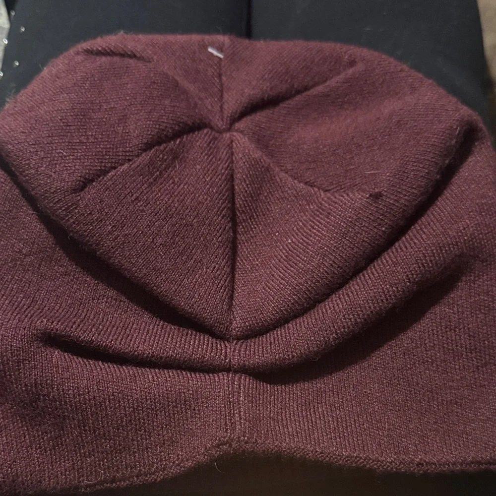Wool blend  Burgundy Beanie with rhinestone Gem Details